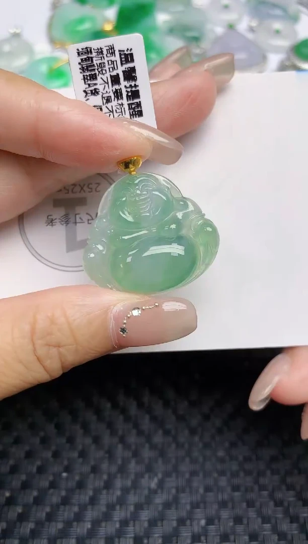 颈饰18K金镶嵌翡翠天然缅甸A货翡翠百元以上9元证书费自理