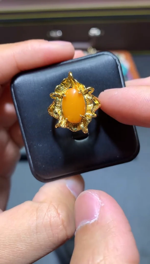 【闪购商品】琥珀戒指未镶嵌T56【多样性发其一】