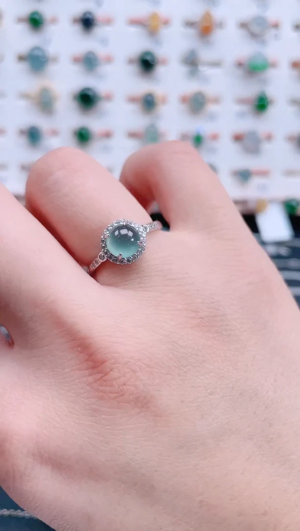 银S925镶嵌戒指翡翠天然翡翠