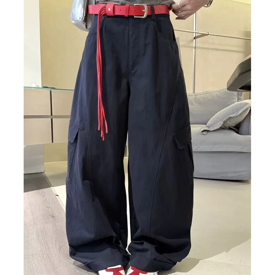 【银子定制】美式复古慵懒风百搭休闲宽松中低腰显瘦弯刀裤～8030#