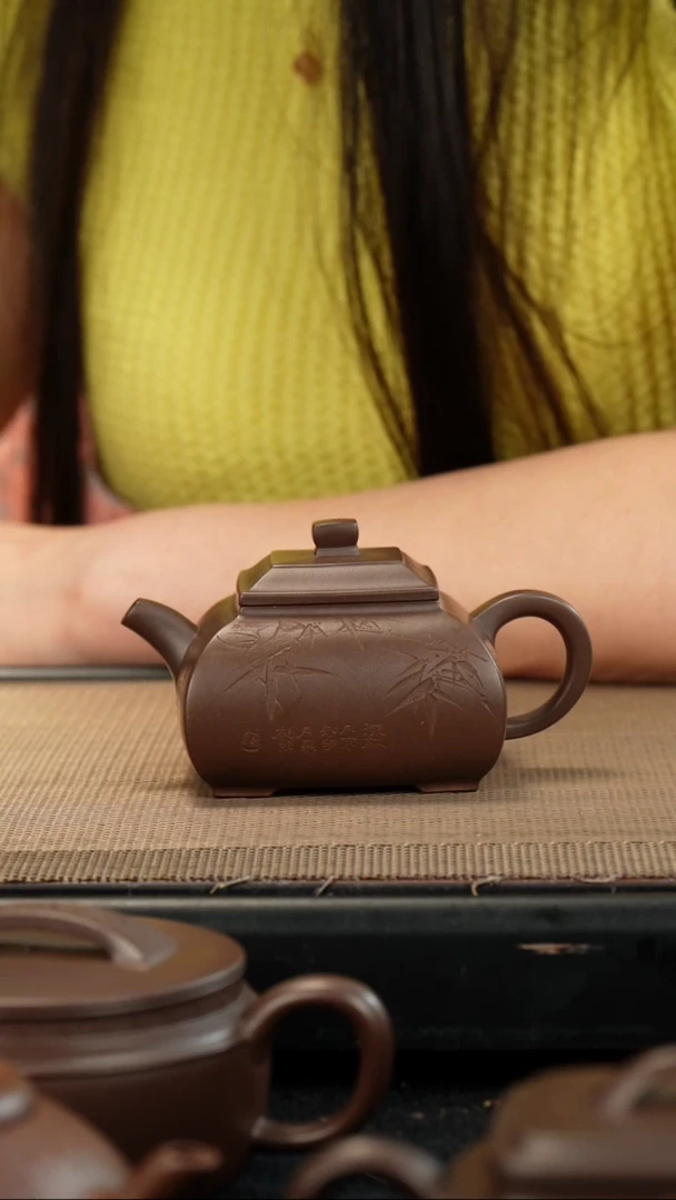 茶壶紫砂老紫泥四方云溪160
