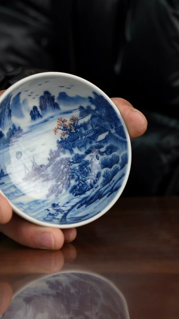 致*春景琳藏青花山水牧归图