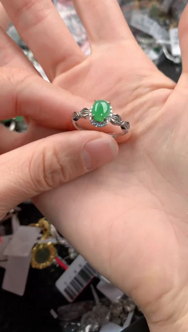 银S925镶嵌戒指翡翠111-----6