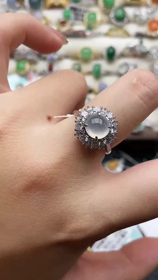 银S925镶嵌戒指翡翠85