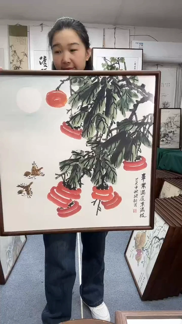 国画手绘实木画框京东包邮
