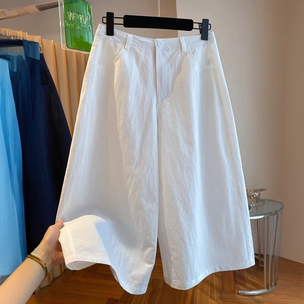 韩国韩版七分阔腿裤女夏季薄款2025新款宽松休闲直筒裤超好看裤子