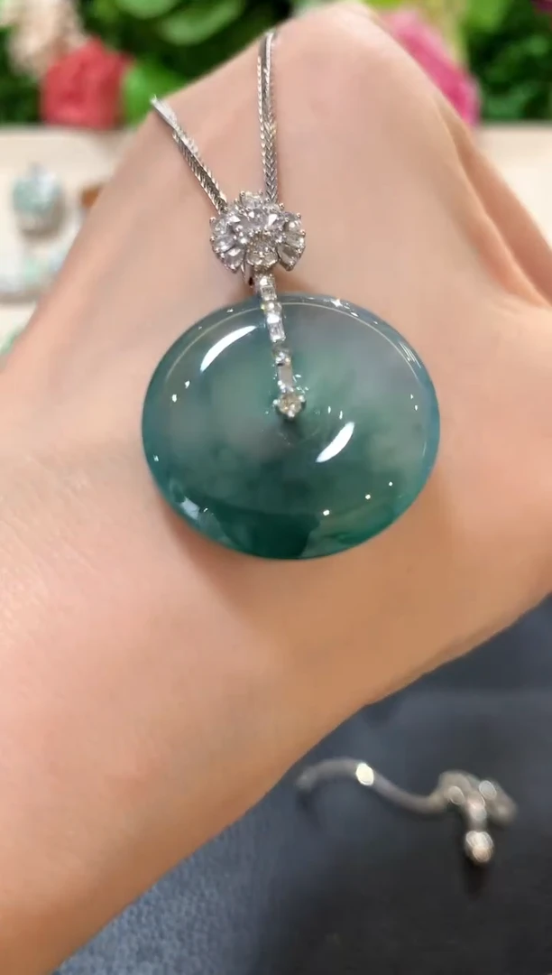吊坠(不含链)18K金镶嵌翡翠n60