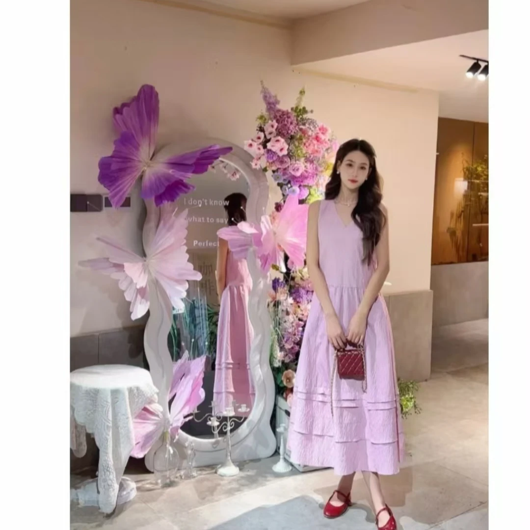 GIRDEAR/哥弟150027 新款法式优雅浪漫宽松V领百搭时尚洋装连衣裙