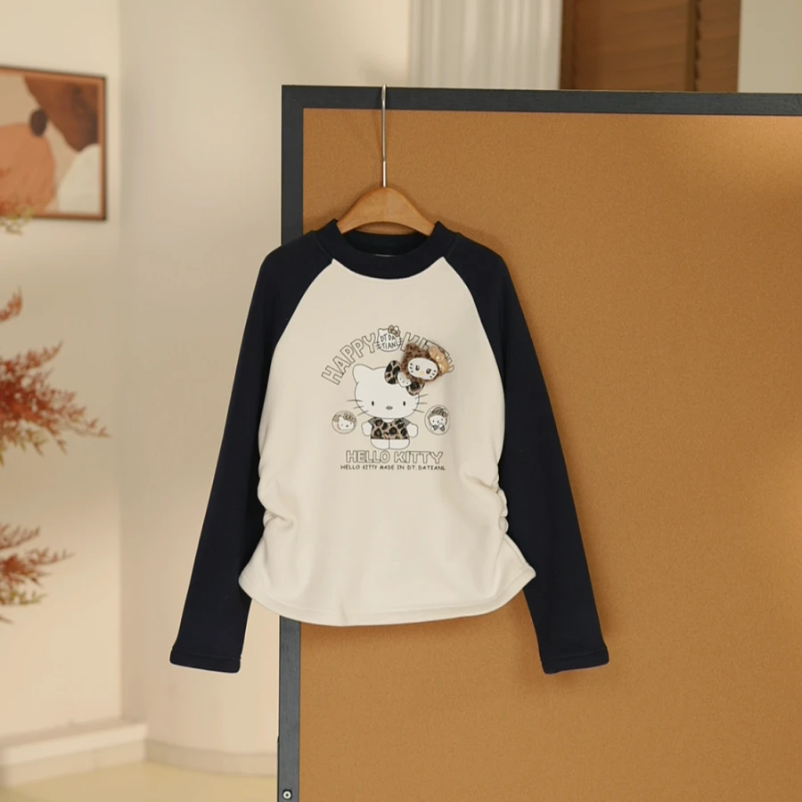 秋冬季女大童加绒卫衣长袖T恤洋气休闲百搭女童休闲打底衫-SW488