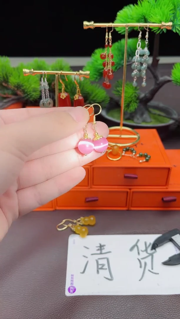 玛瑙/玉髓耳饰银S925镶嵌301