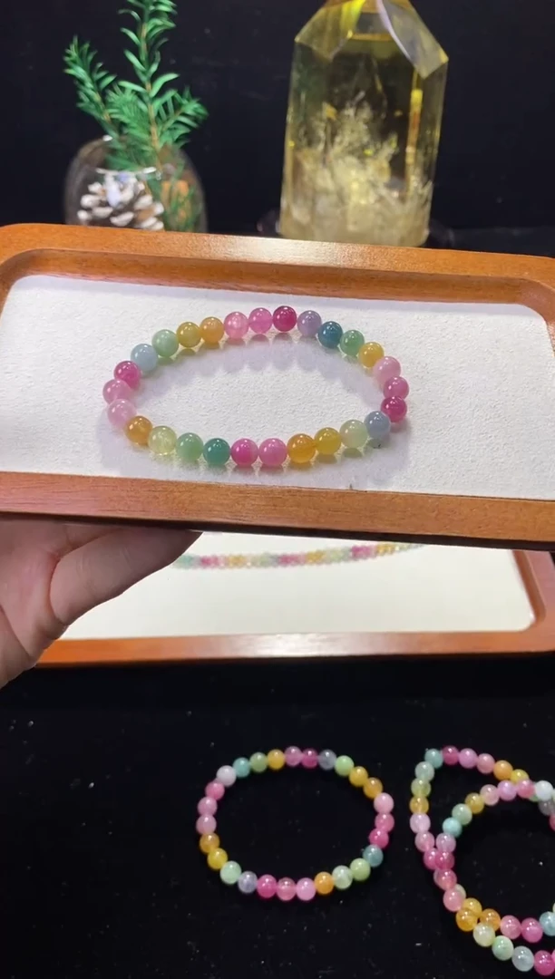 【闪购商品】碧玺手链未镶嵌【梦源珠宝】7m天然碧玺马卡龙手链
