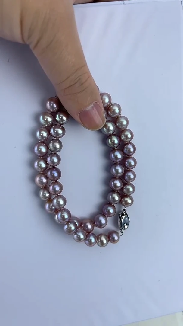 【闪购商品】淡水珍珠颈饰未镶嵌天然极光珍珠贵妃紫项链约9