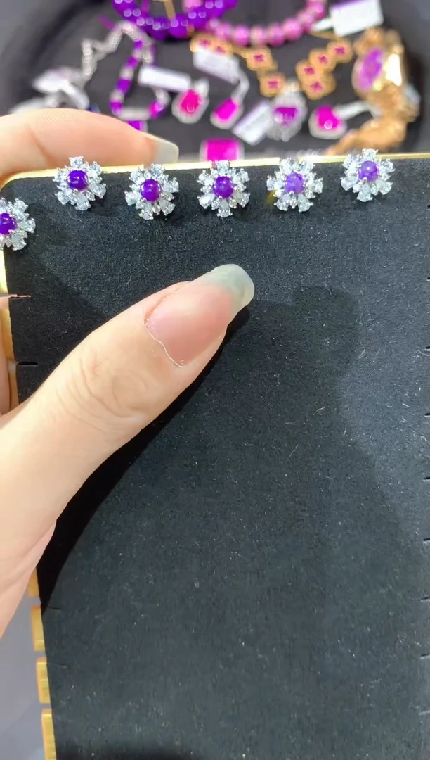 银S925镶嵌苏纪石（舒俱来）.耳钉多样性发一