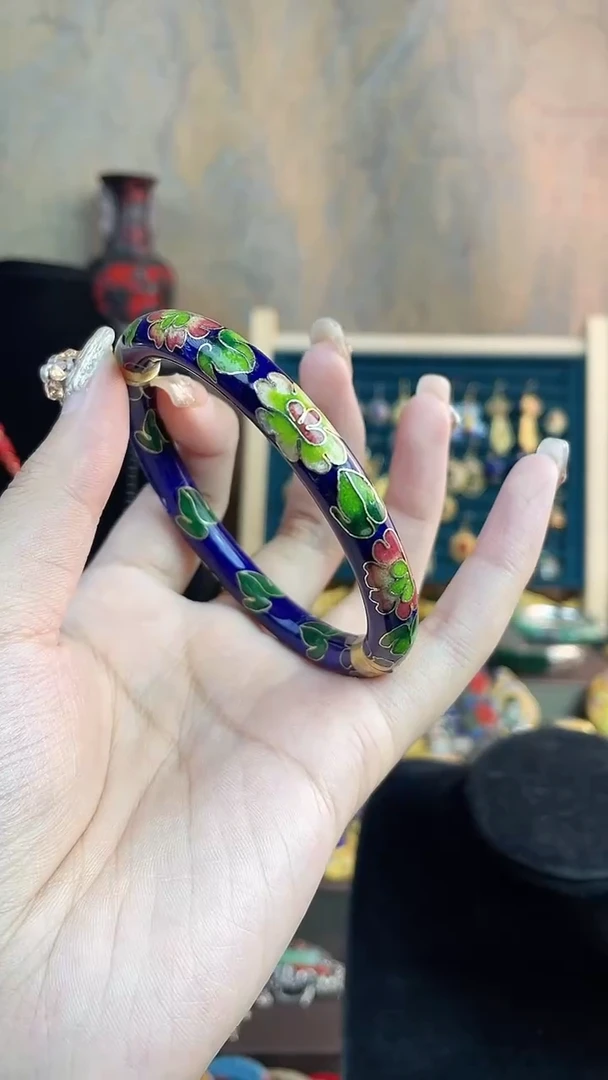 非遗手工景泰蓝开口镯子宝蓝