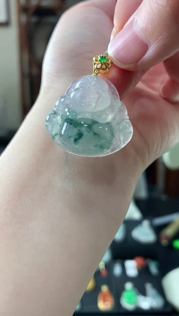 【闪购商品】翡翠吊坠(不含链)18K金镶嵌挂件