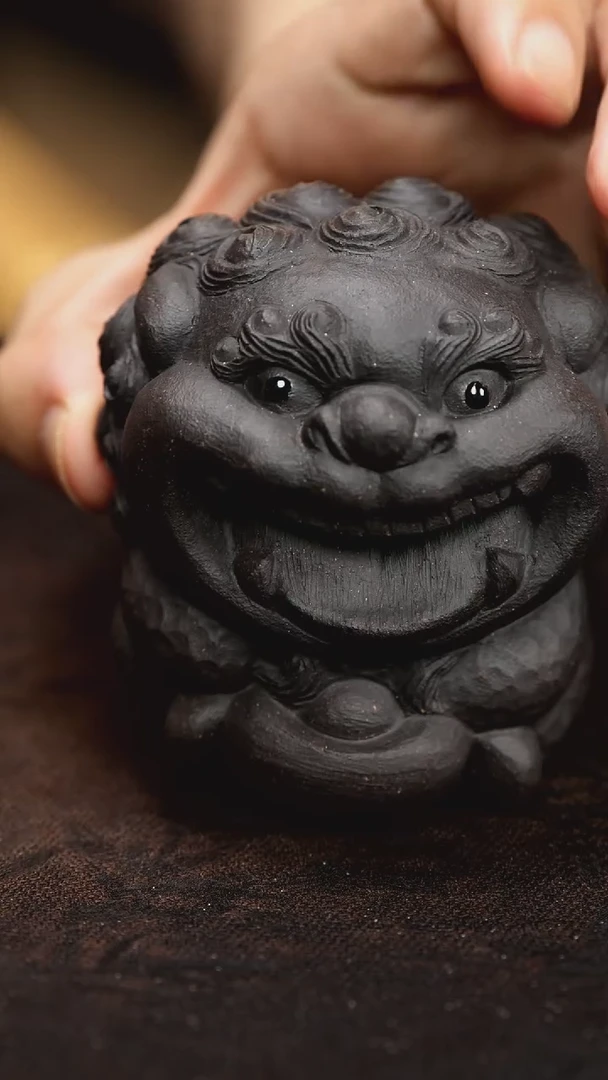紫砂茶宠紫砂 笑狮