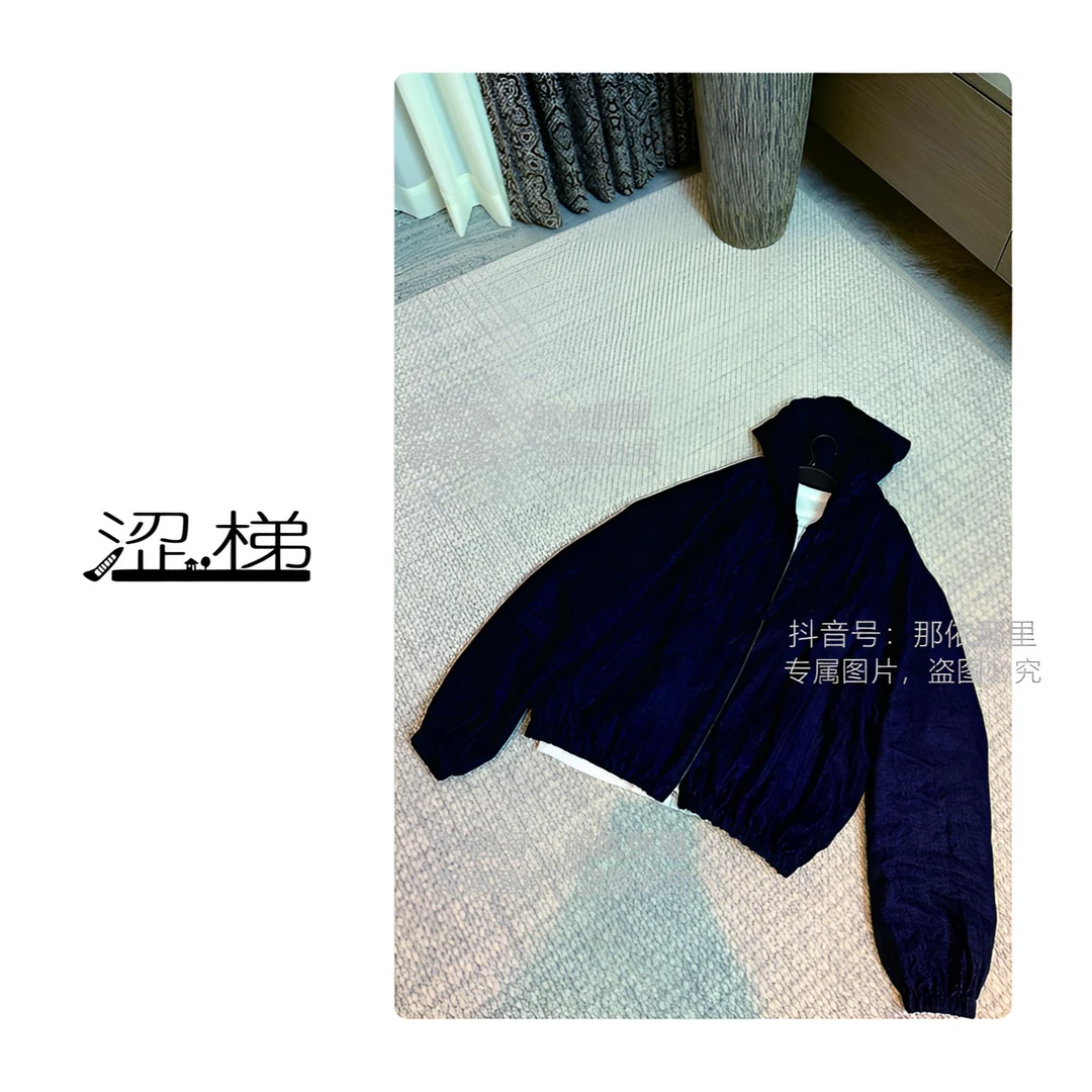 涩梯【女装-上衣】25125拉链宽松连帽长袖外套休闲百搭短款