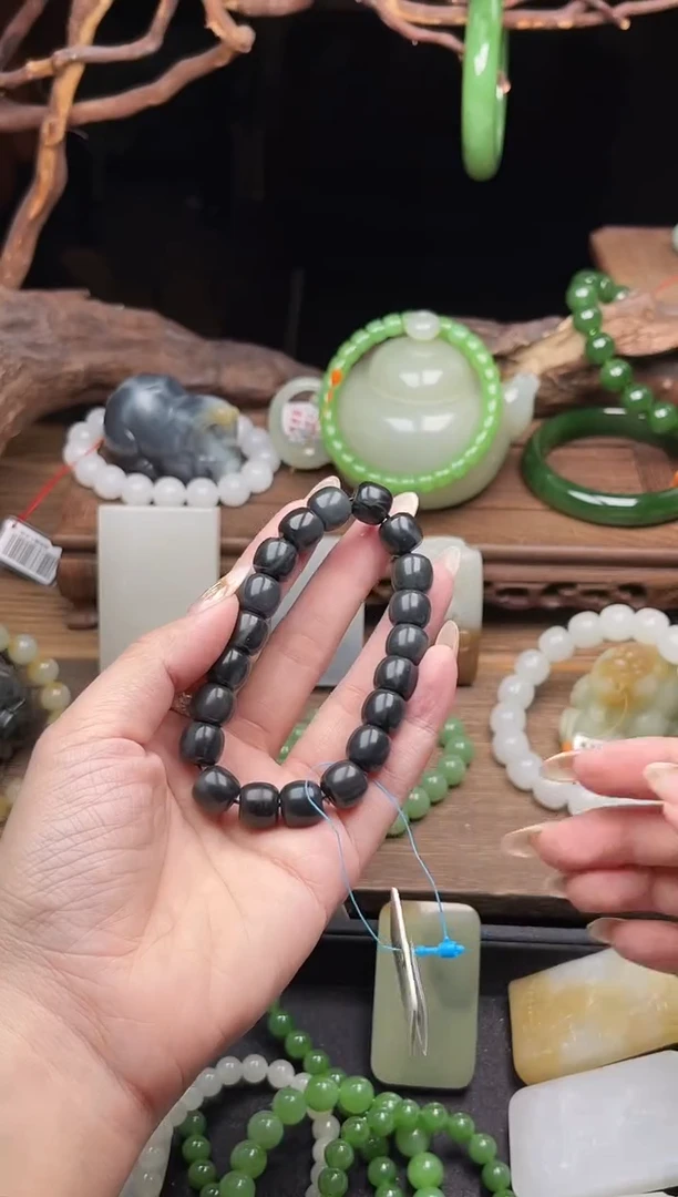 未镶嵌手串和田玉卡10+若羌毛毛矿 老型9007219