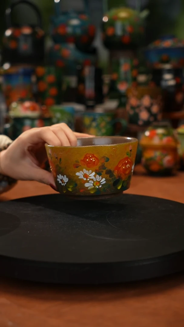 紫砂油画手绘釉下彩