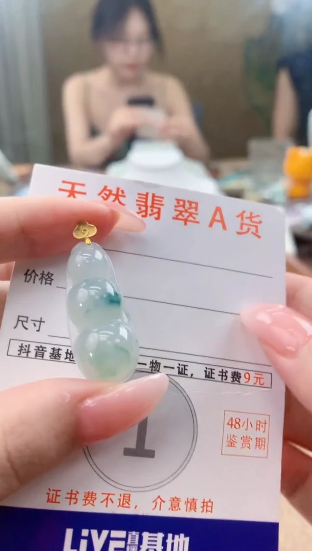 颈饰18K金镶嵌翡翠天然A货翡翠挂件