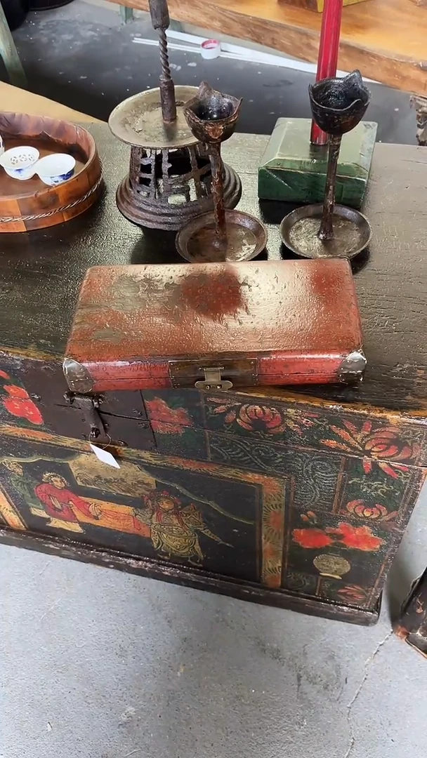 木米*红色银票箱老物件