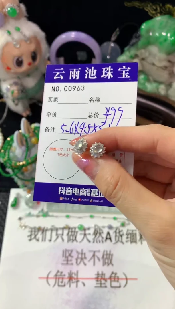 银S925镶嵌翡翠耳饰C****_翡翠