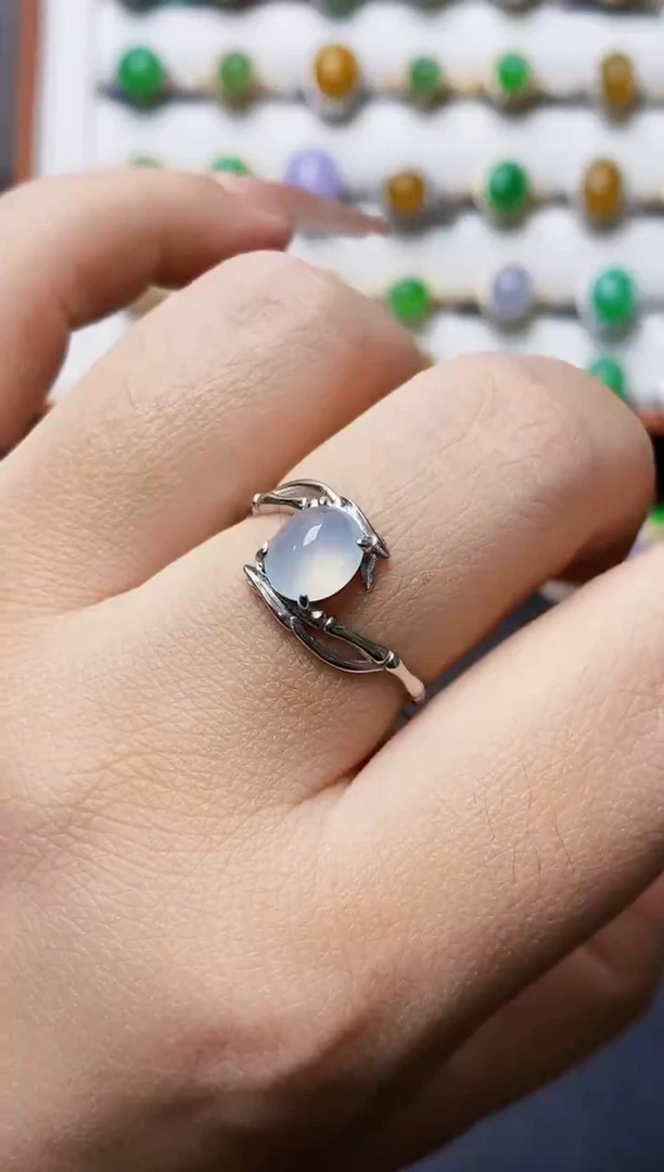 银S925镶嵌戒指翡翠4342