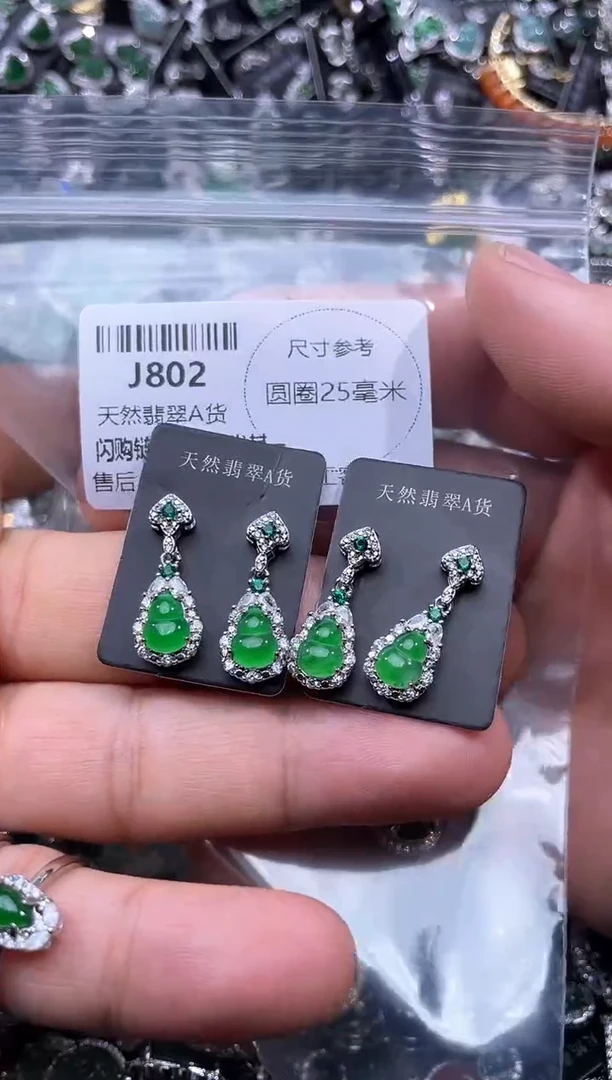 【闪购商品】翡翠颈饰未镶嵌J802耳钉 多样性发其一