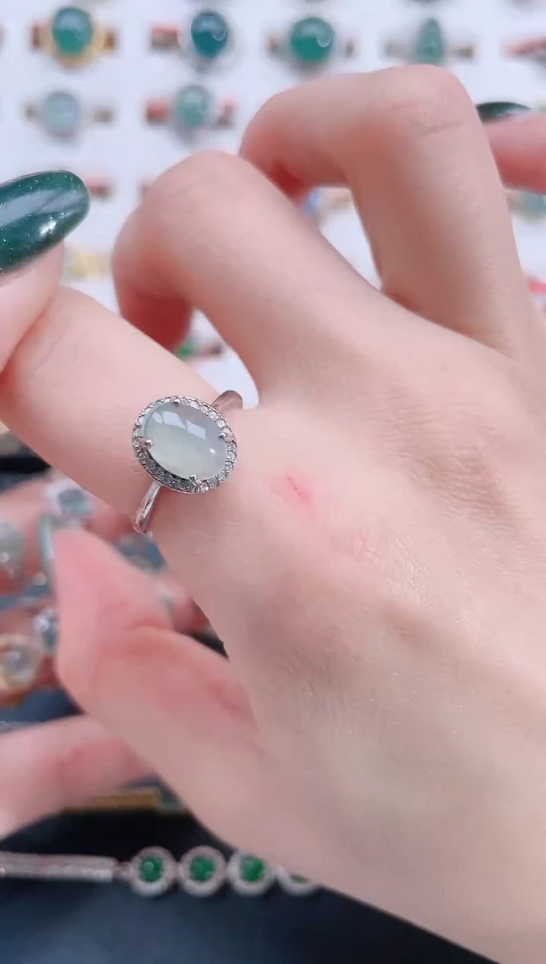 银S925镶嵌戒指翡翠天然翡翠