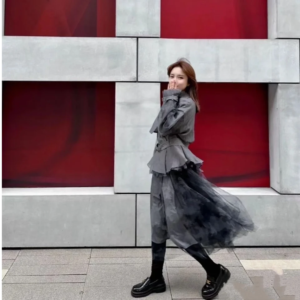 圣迪奥女装秋季时尚百搭西装风格古典优雅上衣连衣裙S223Z1418