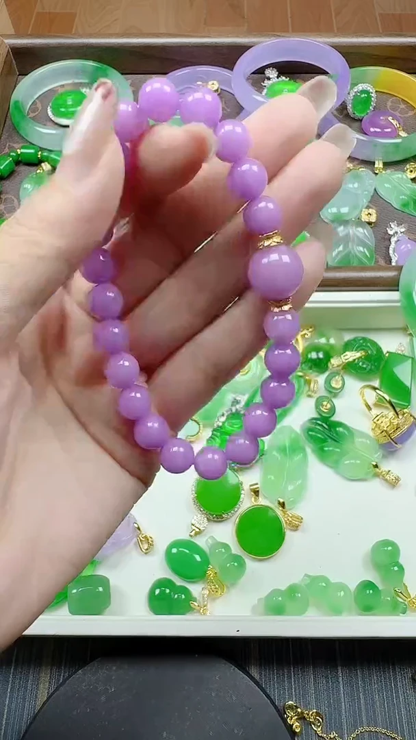 翡翠未镶嵌颈饰紫单珠手串
