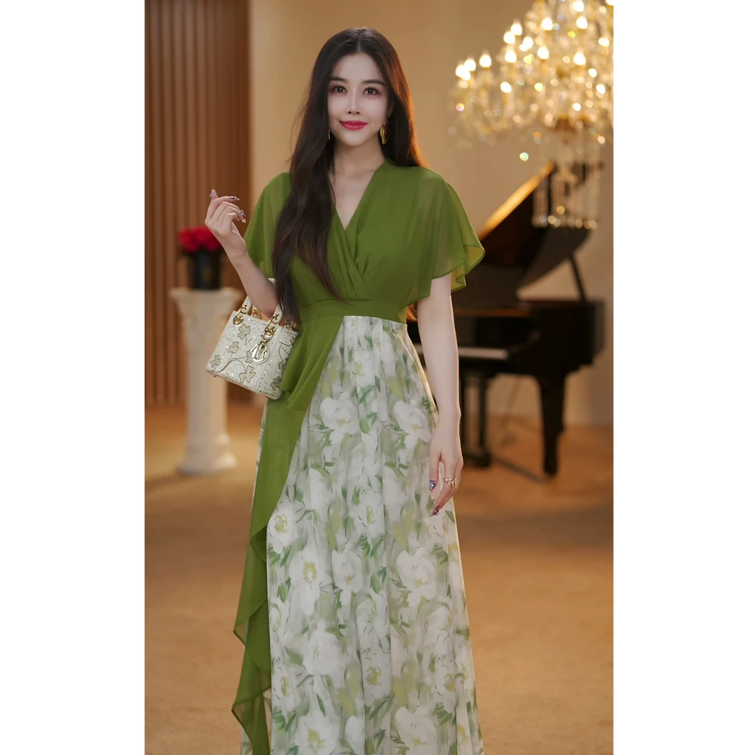 【JOSIE定制】清栀幽梦 夏季仙气时尚高级设计师显瘦连衣裙-YL20244