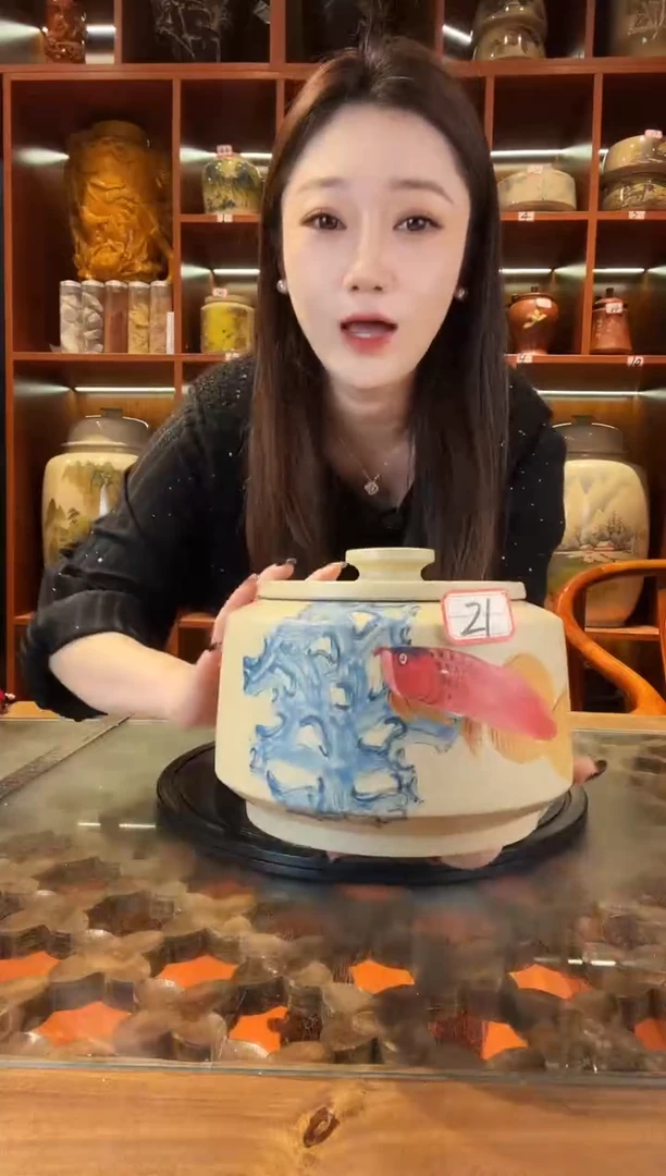 罐李正龙作品白泥小茶罐@21