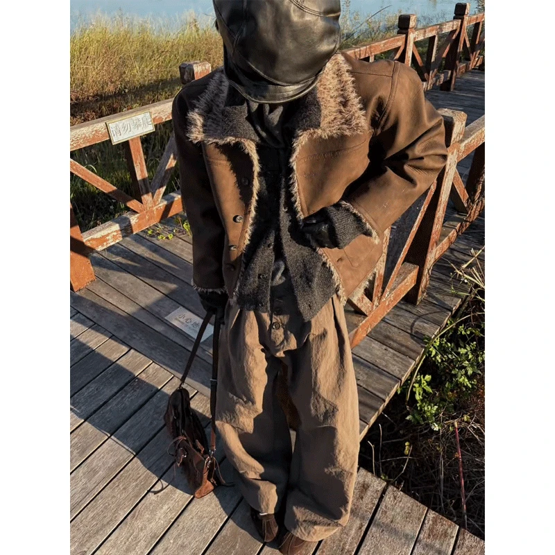 【衣神】老钱棕冬季棉服外套男保暖加厚夹克双面可穿贵气高级感巴恩