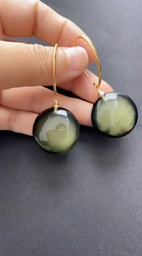 【闪购商品】琥珀裸石银S925镶嵌琥珀耳坠