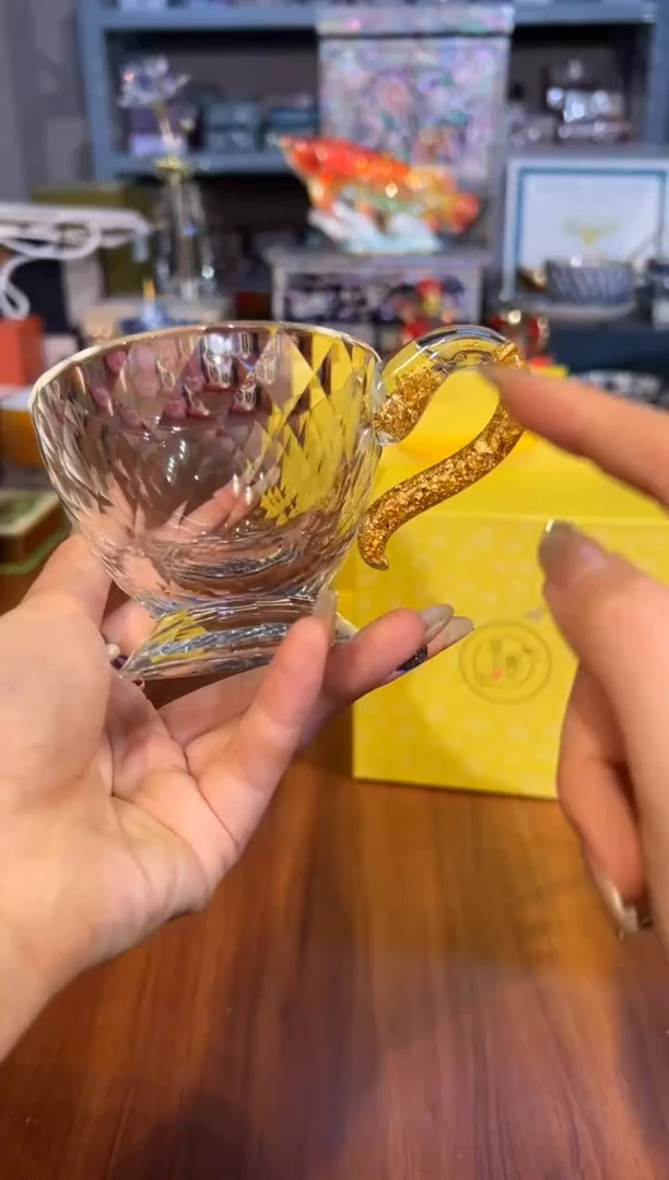 140玺宴金箔高脚咖啡杯