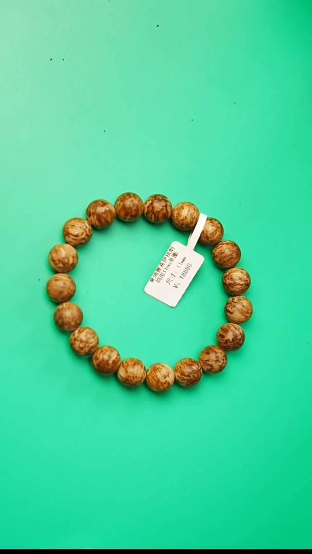 沉香手串柬埔寨菩萨棋鹧鸪斑单圈11mm  03245