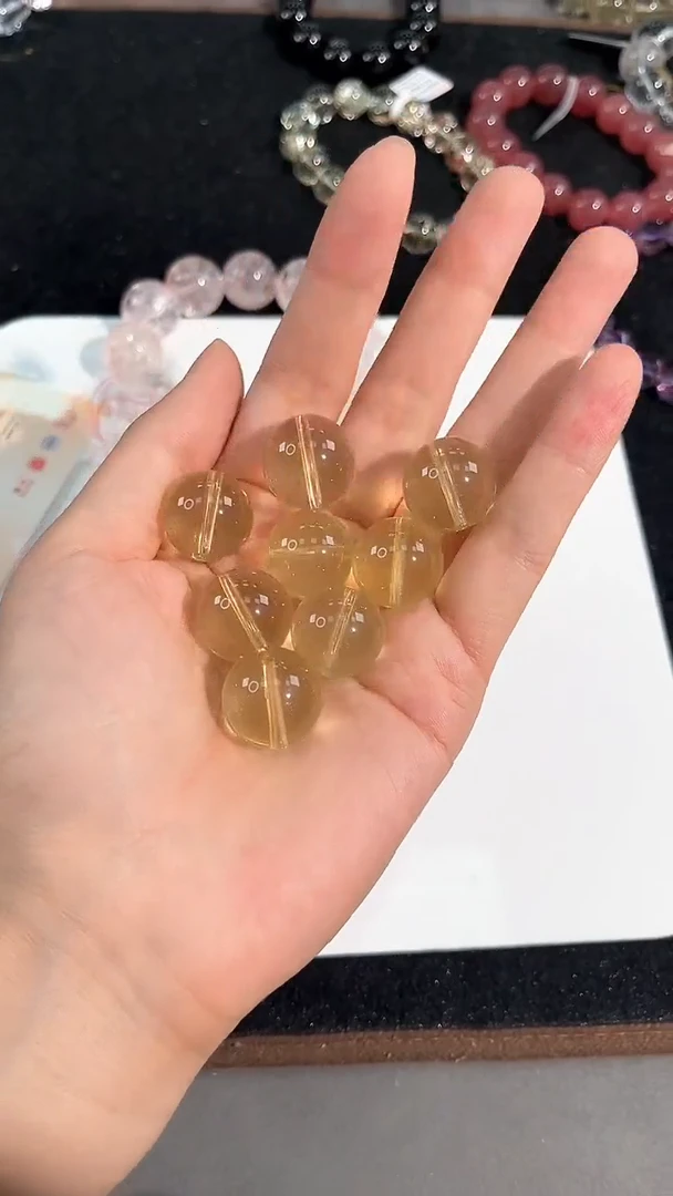 水晶手链未镶嵌41号星光黄水单颗配件17mm