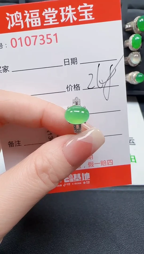 【闪购商品】翡翠戒指银S925镶嵌7351