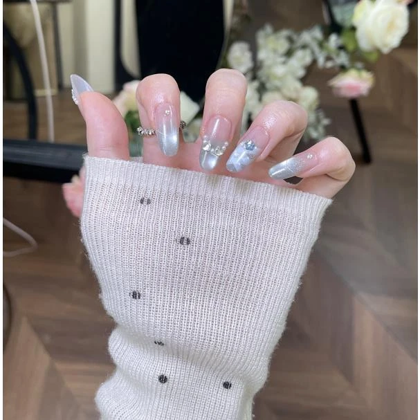 【121青绿银河中椭】Thankokay-穿戴甲气质轻奢高级感美甲穿戴式