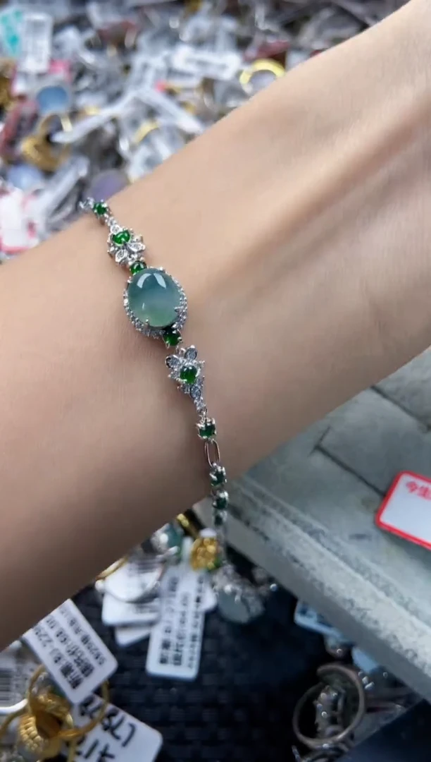 翡翠戒指银S925镶嵌777----7