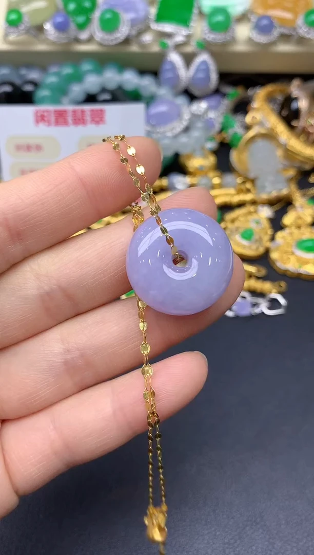 颈饰18K金镶嵌翡翠59-翡翠雪姐天天见