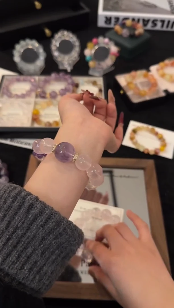 合金手链水晶粉葡萄x3533