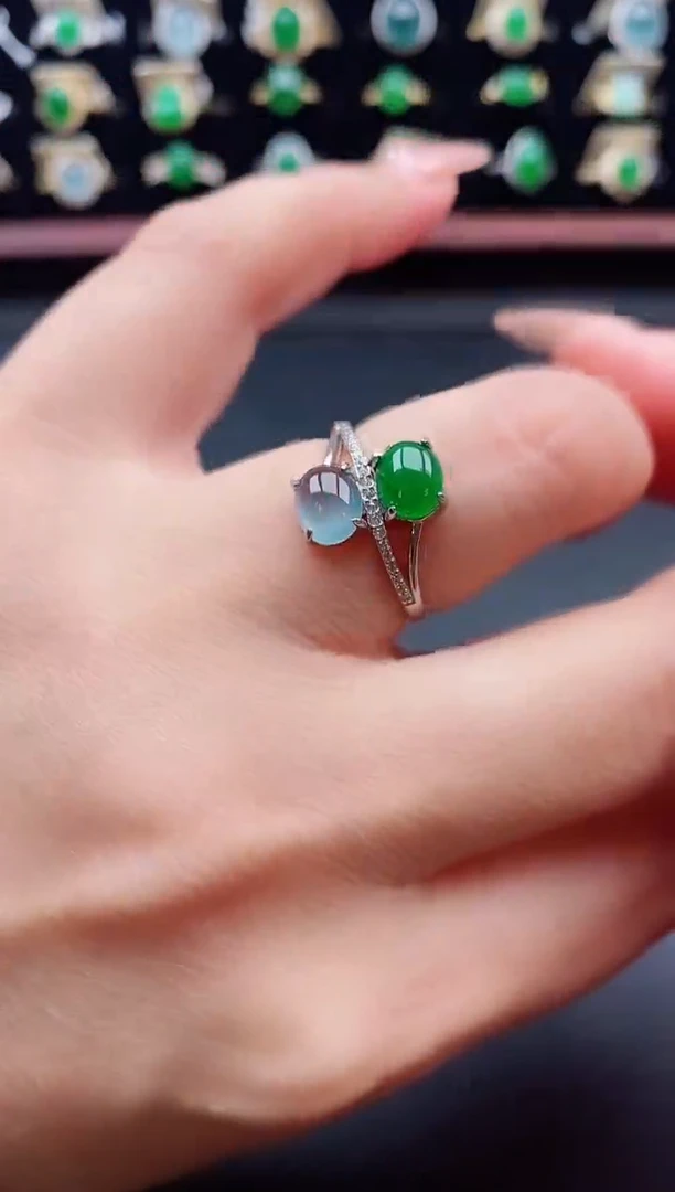 银S925镶嵌戒指翡翠1