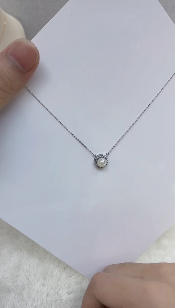 海水珍珠银S925镶嵌颈饰
