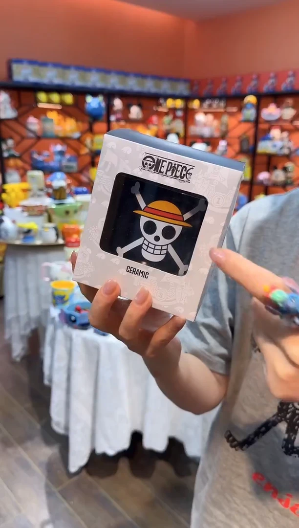瓷片@@海贼王黑色陶瓷手握杯
