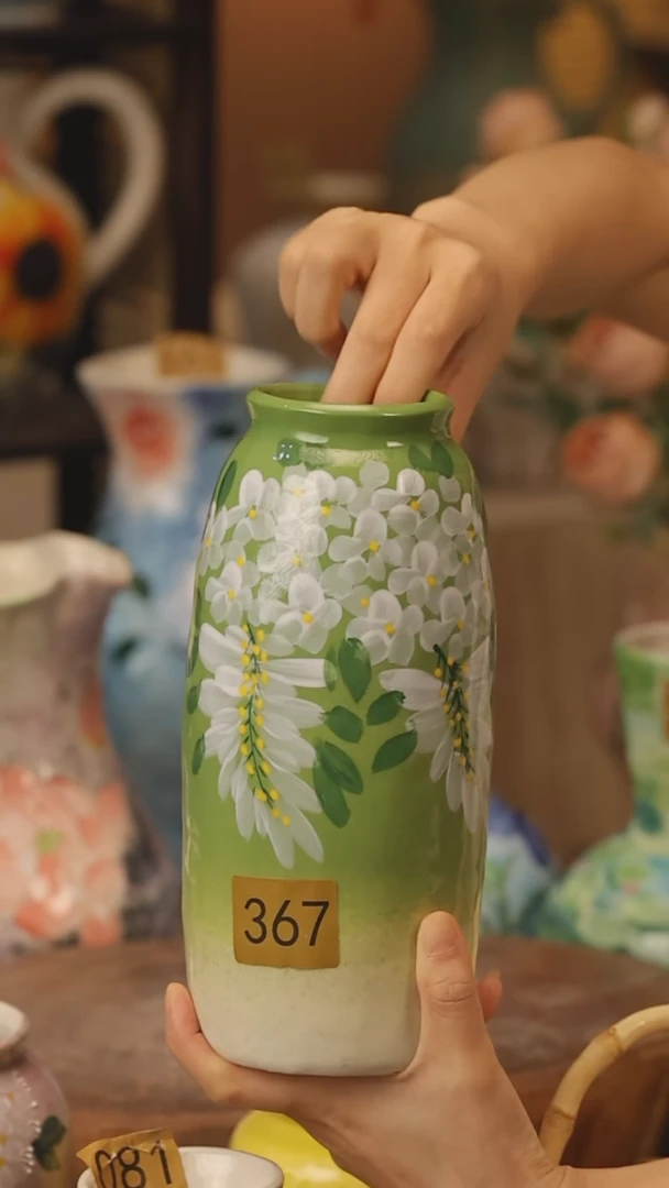 陶瓷景德镇设计师手作花器摆件侘寂风@M367@