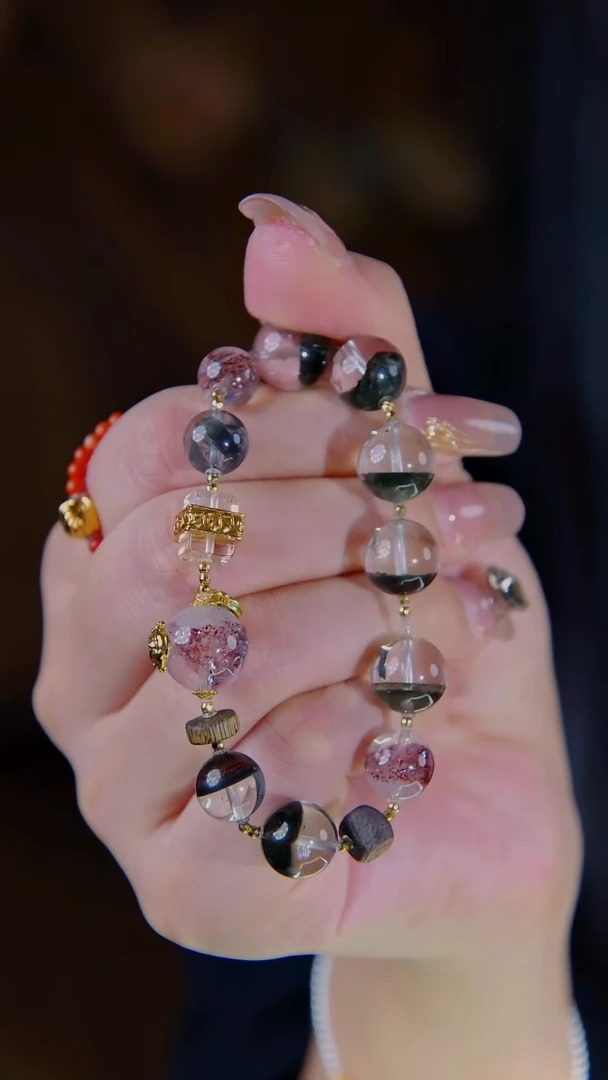 18K金镶嵌手链水晶绿幽灵1