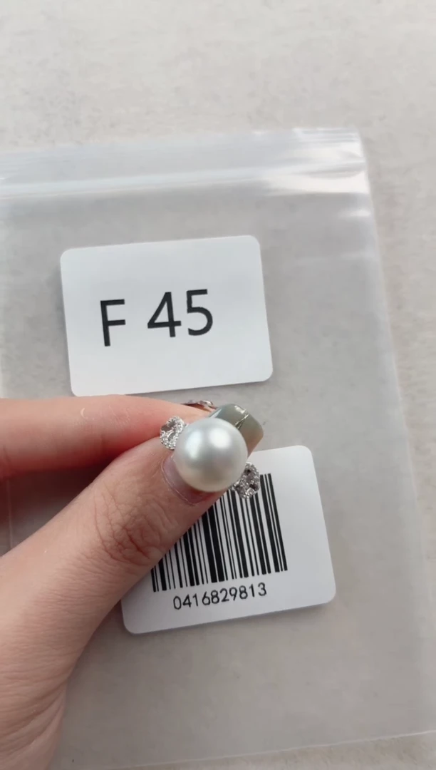 银S925镶嵌戒指海水珍珠F45