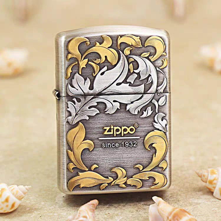 【CC】Zippo打火机镀银鎏金唐草盔甲金枝玉叶